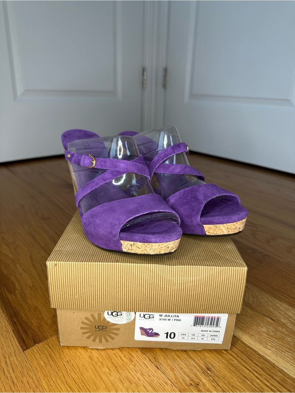 NEW! UGG Purple Suede Crisscross Wedge Sandals (Jullita) Size 10